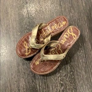 Sam Edelman gold wedges